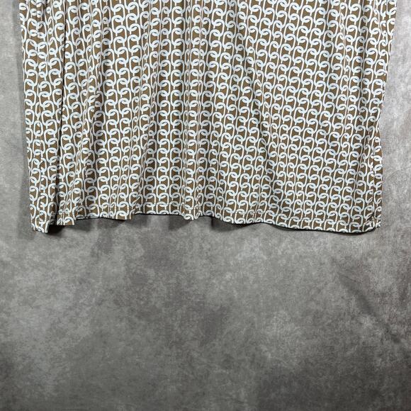 Susan Graver Top‎ Womens 2X Brown White Chain Print Cap Sleeve Casual Stretch - Picture 4 of 9